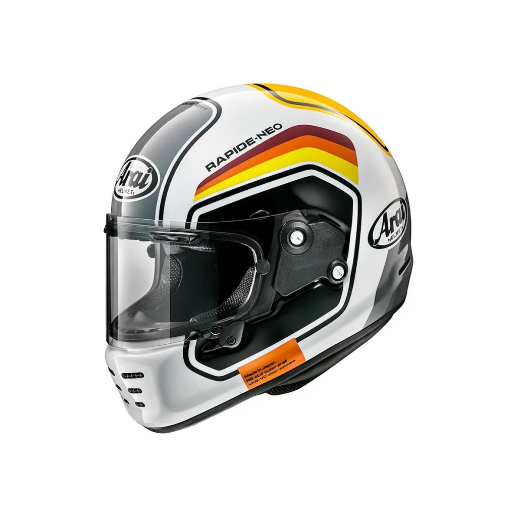 White Yellow Orange Stripe Arai Helmet Motorcycle