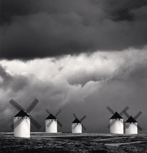 Windmills Landscape Dramatic High Contrast Moody Atmospheric