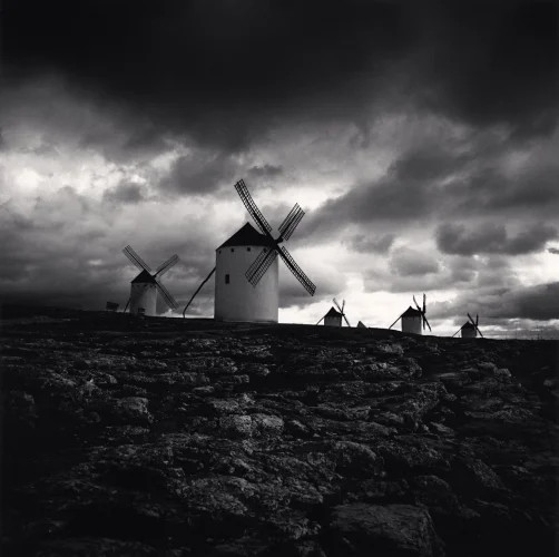 Windmills Landscape Dramatic Textured High Contrast Moody