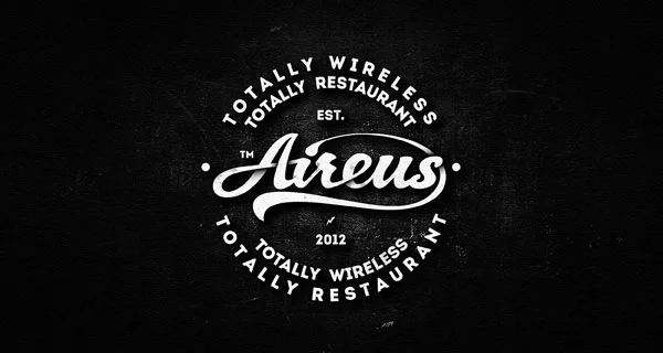 Wireless Restaurant Logo Black White Branding
