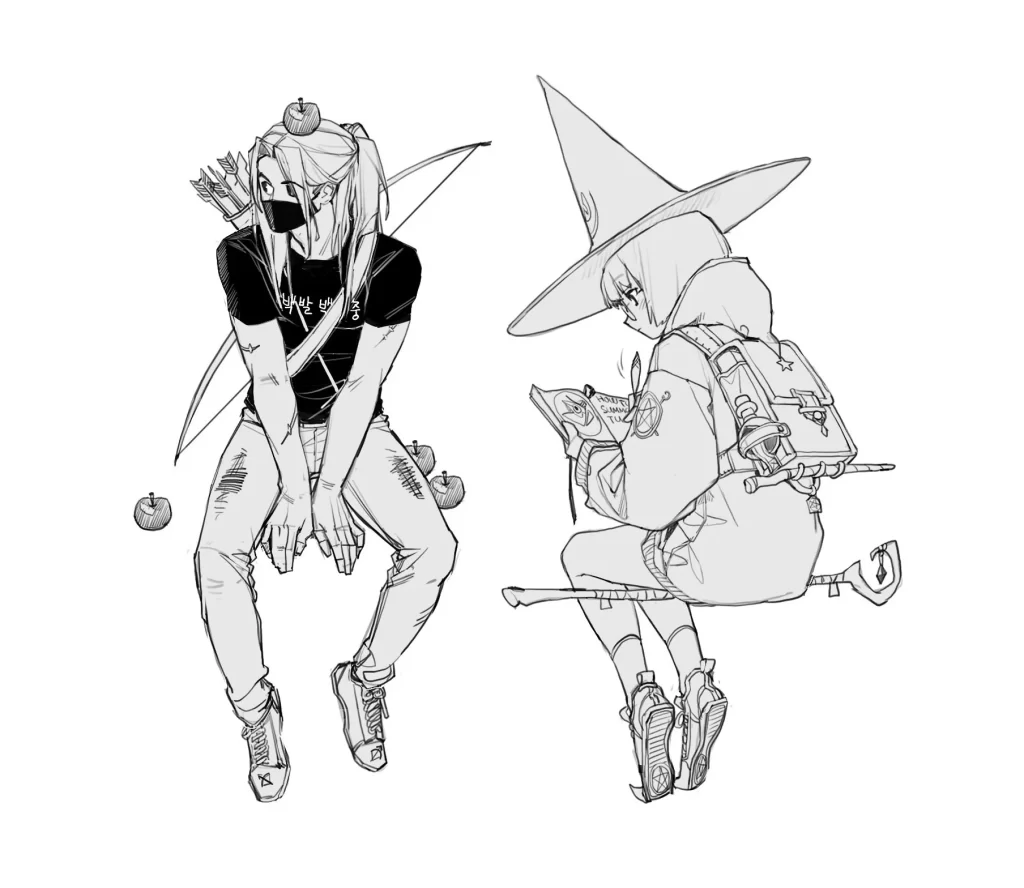 Witch Black White Study