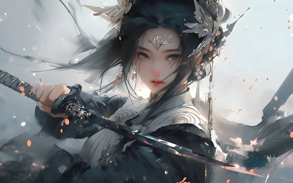 Woman Black And White Traditional Warrior