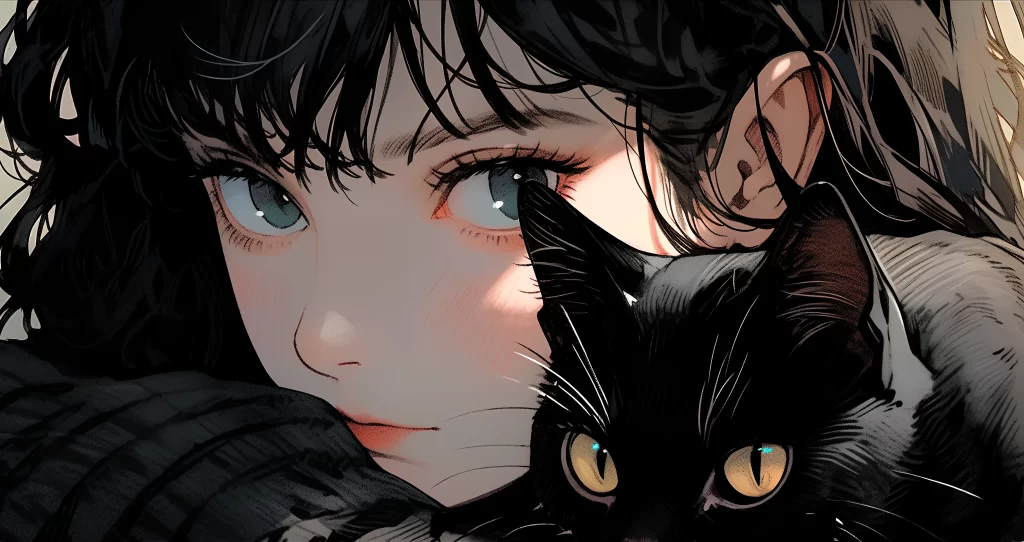 Woman Black Cat Dark Warm