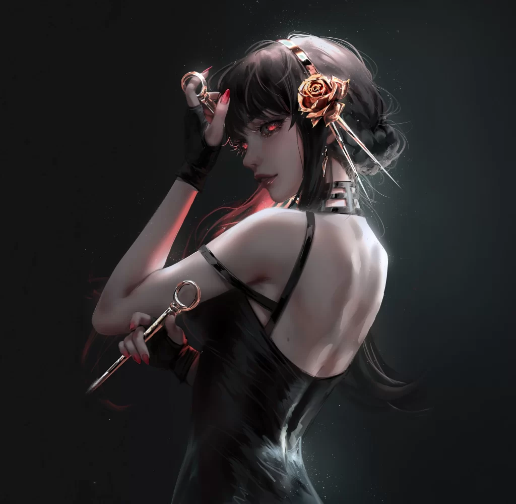 Woman Black Red Gothic Fantasy