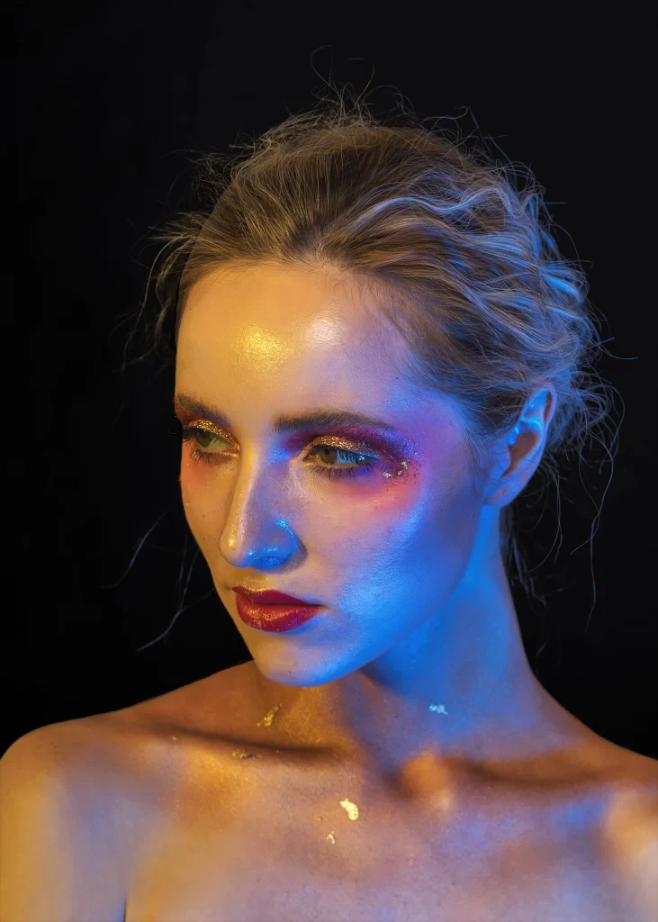 Woman Blue Gold Glitter Fantasy