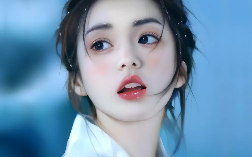 Woman Blue White Soft Dreamy
