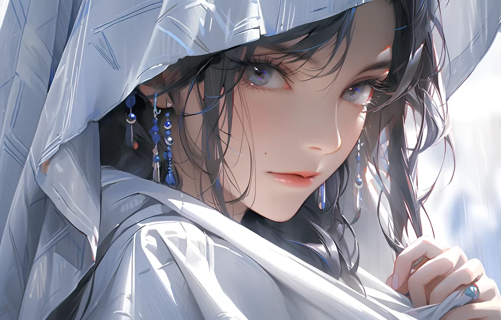 Woman Blue White Traditional Fantasy