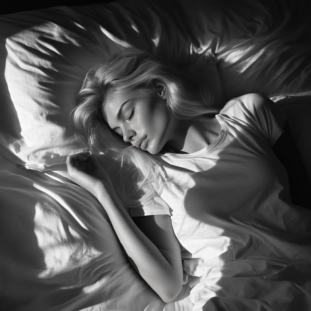 woman film white girl blonde photography light morning sleeping black and sheet