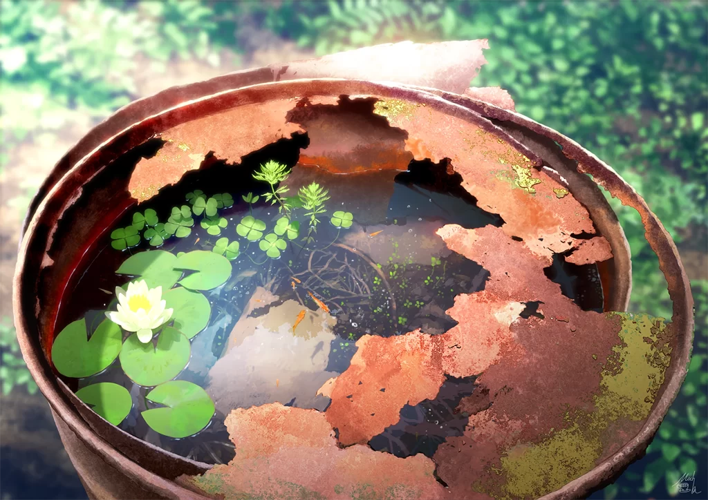 Woman Green Hair Rustic Bucket Nature