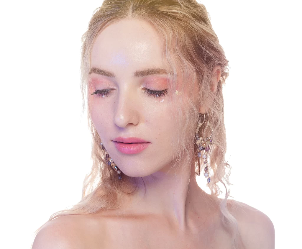 Woman Hair Pink Earrings Fantasy