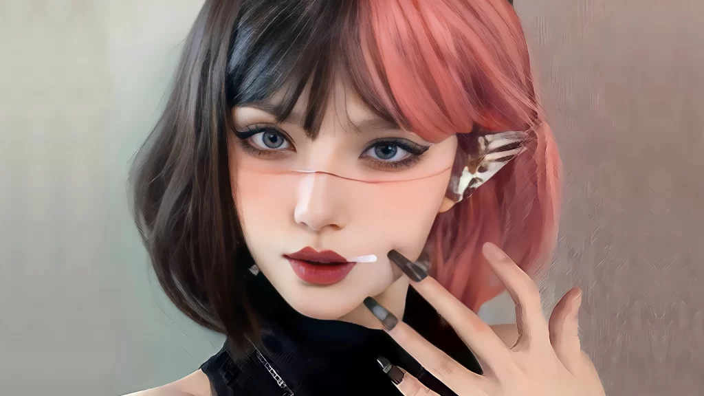 Woman Pink Black Fantasy
