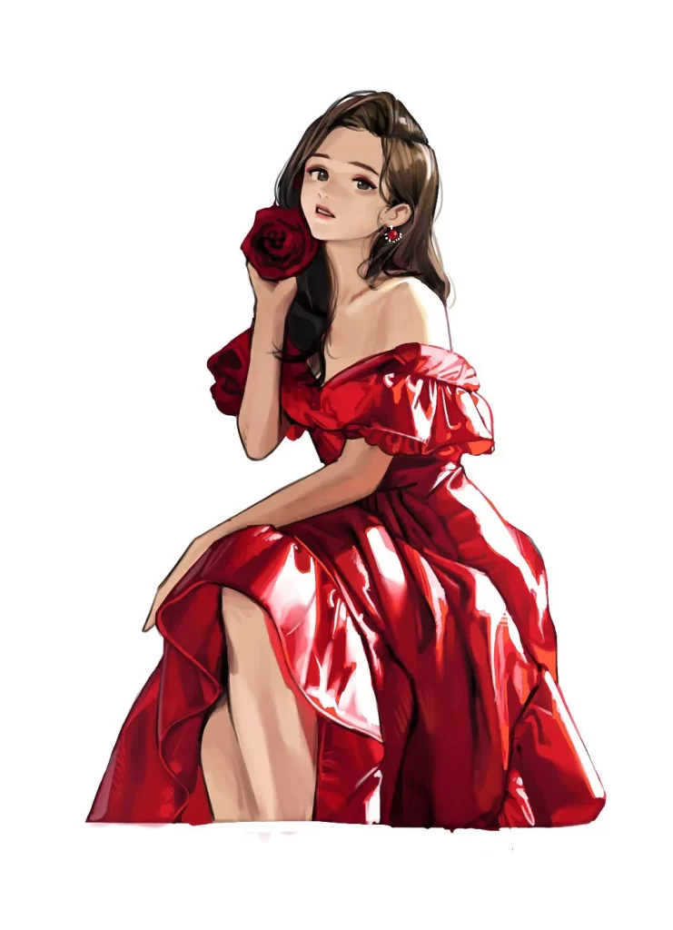 Woman Red Dress Romantic