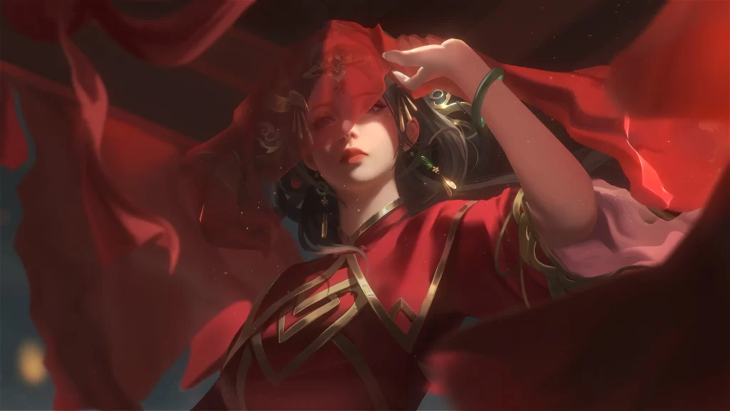 Woman Red Gold Traditional Fantasy