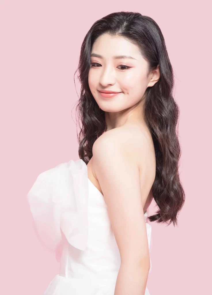 Woman White Dress Pink Elegant Soft