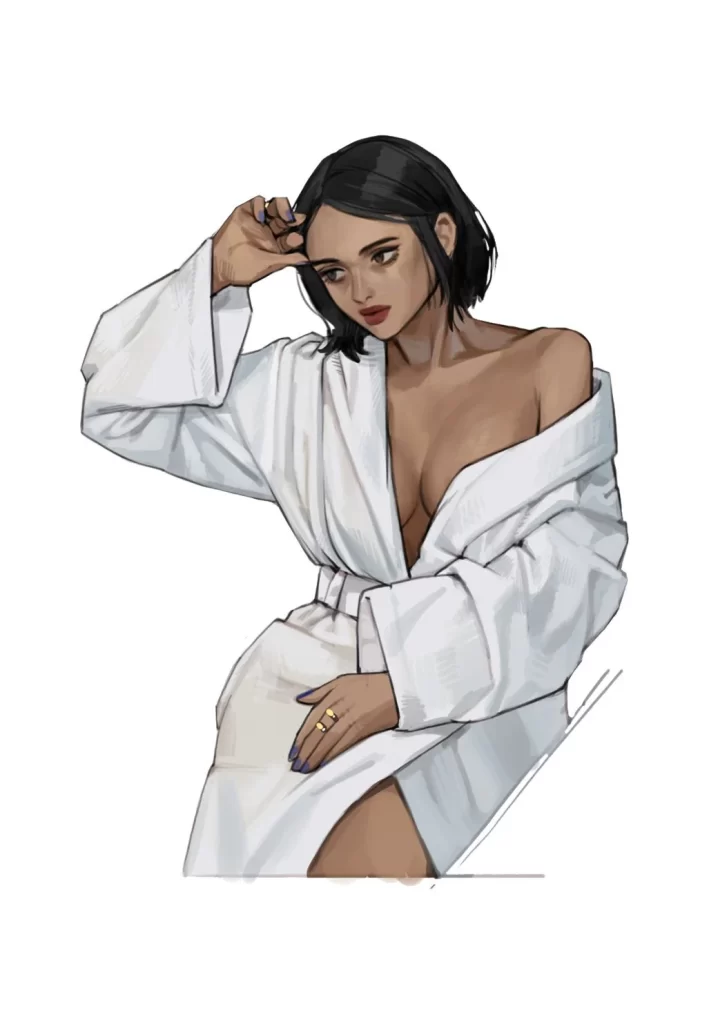Woman White Robe Relaxation Art