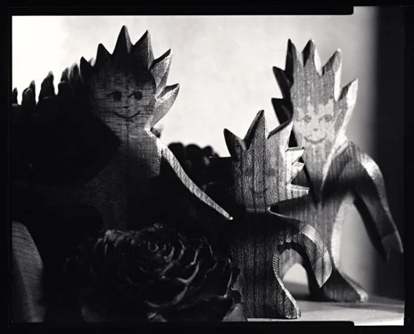 Wooden Figures High Contrast Textured Mysterious Statue