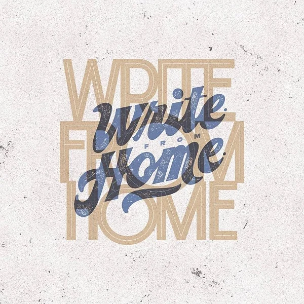 Write From Home Blue Brown Poster