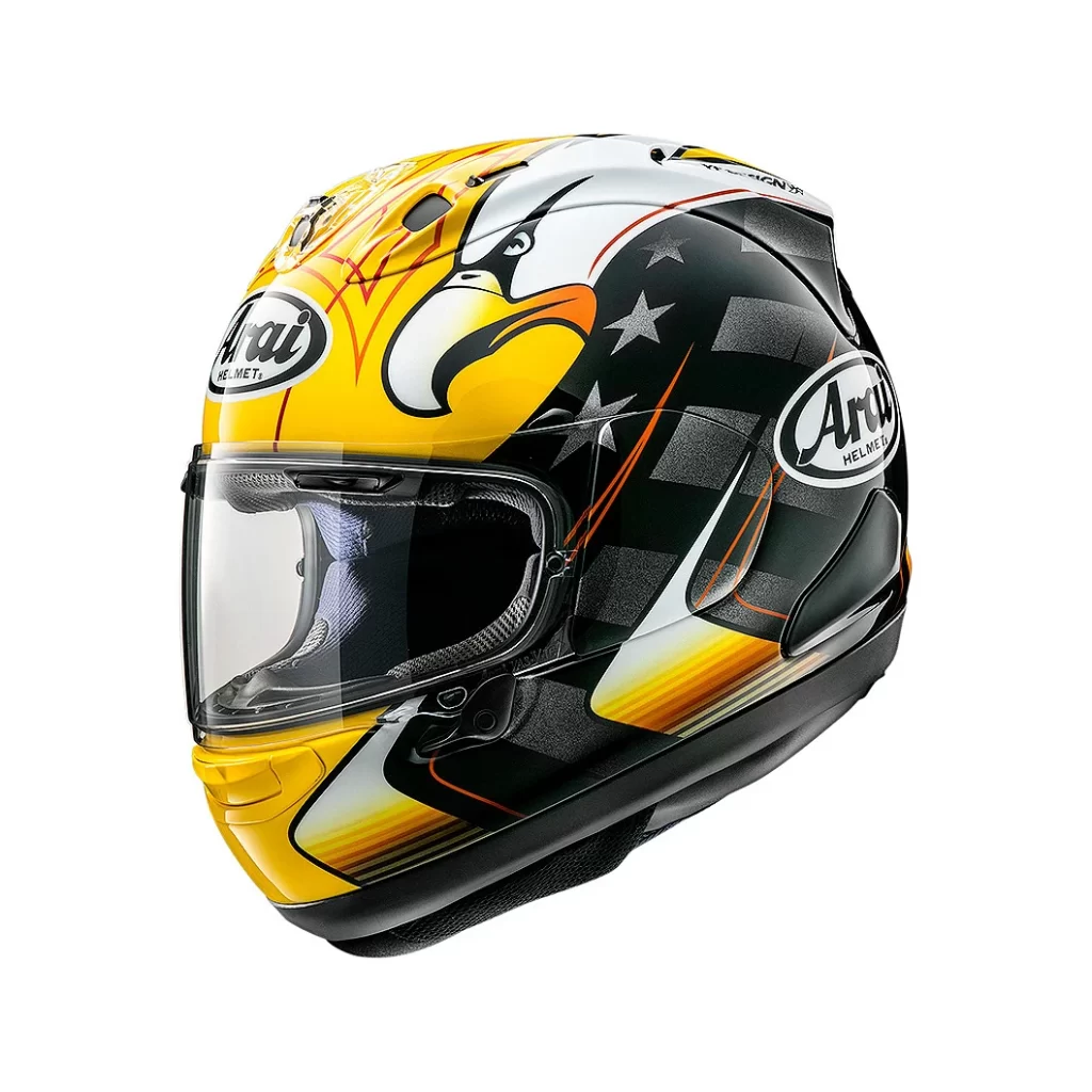 Yellow Black Eagle Arai Helmet Motorcycle