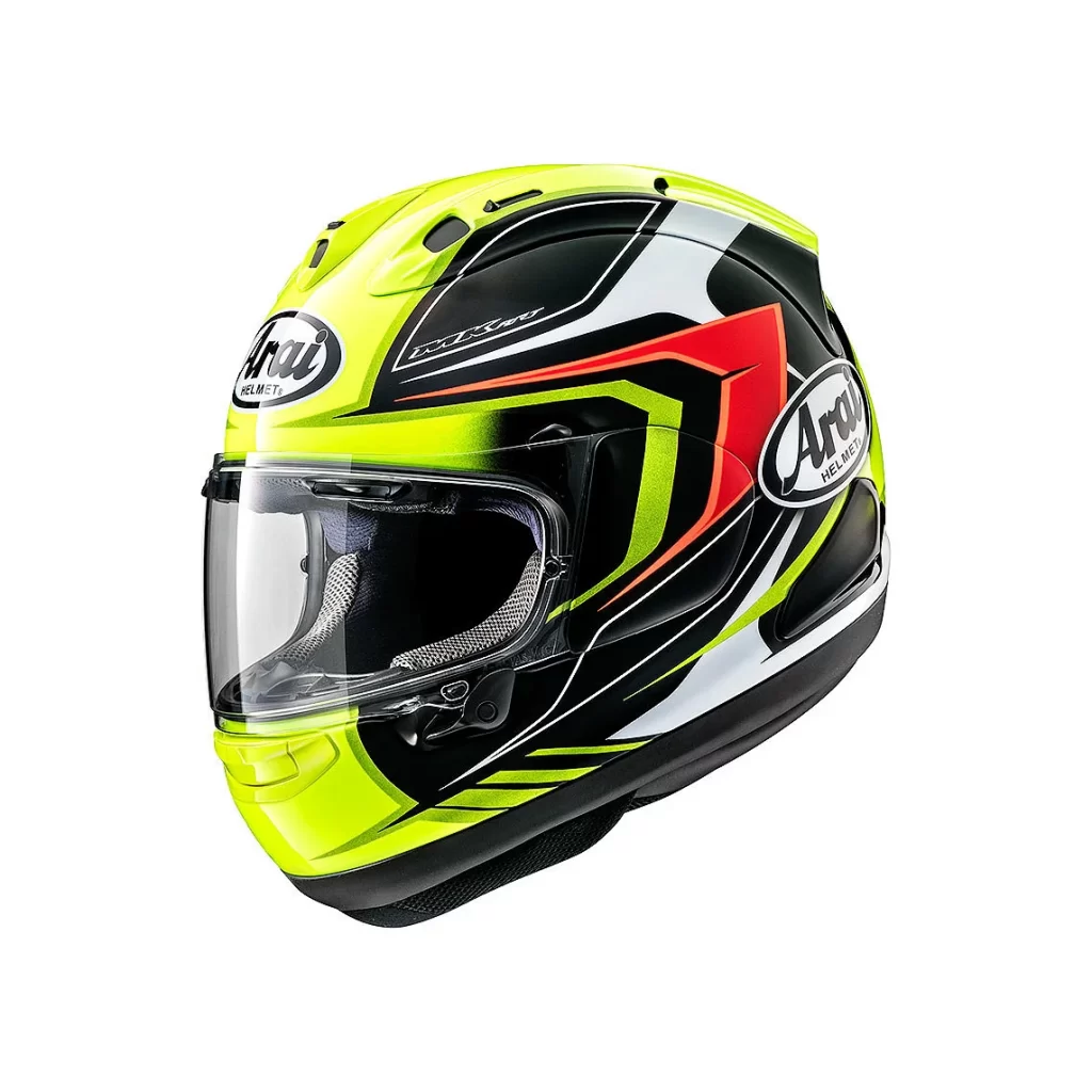 Yellow Black Red Stripes Arai Helmet Motorcycle