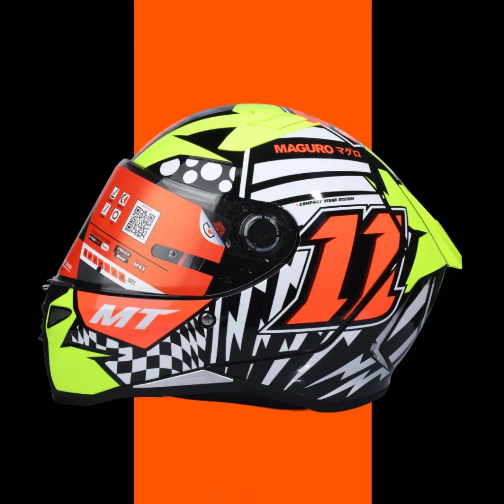Yellow Black White Racing MT Helmet Motorcycle