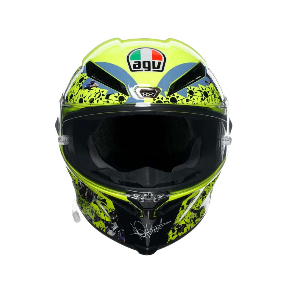 Yellow Blue Black Helmet Front