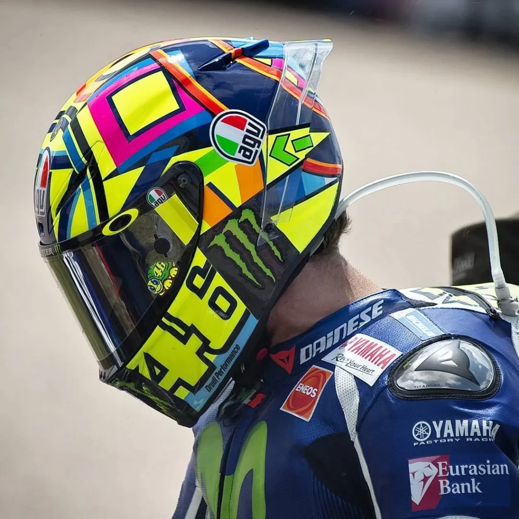 Yellow Blue Multicolored Geometric AGV Helmet Motorcycle