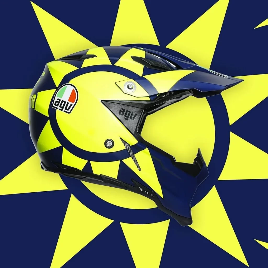 Yellow Blue Sun AGV Helmet Motorcycle