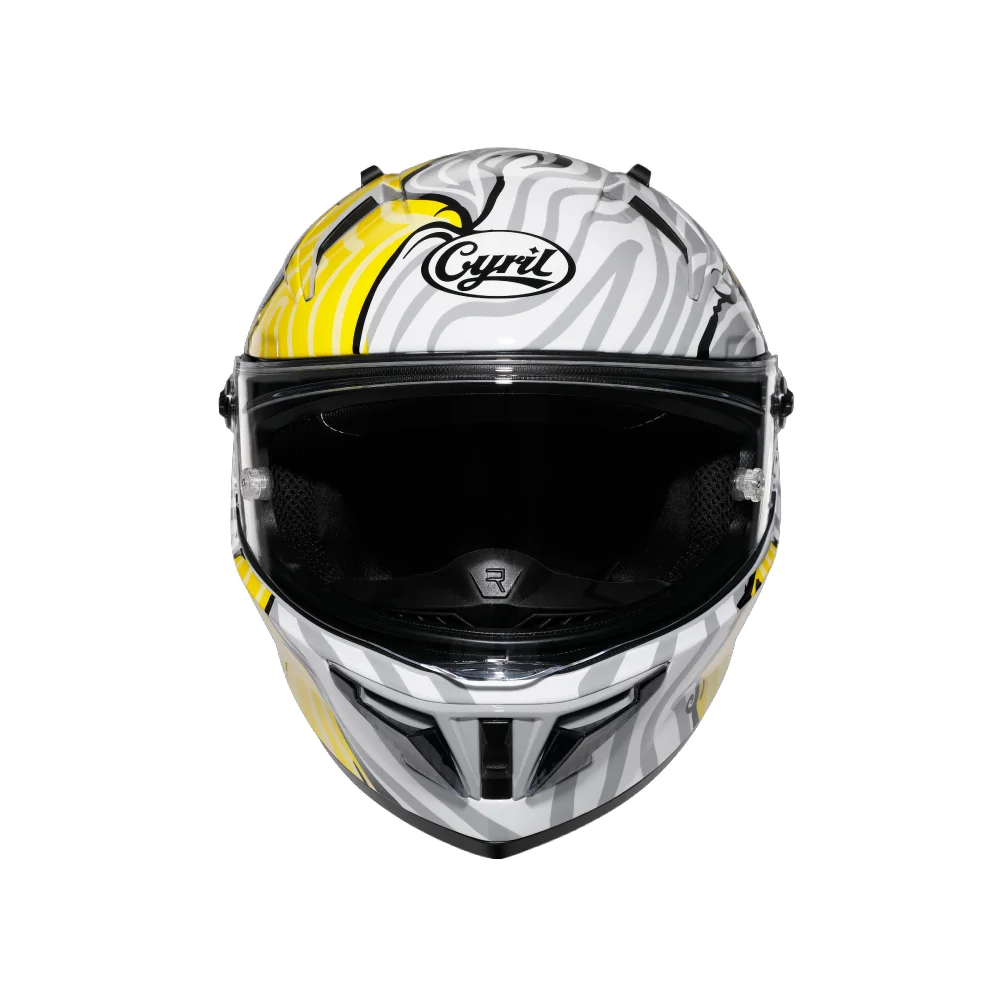Yellow White Zebra Cyril Helmet Motorcycle
