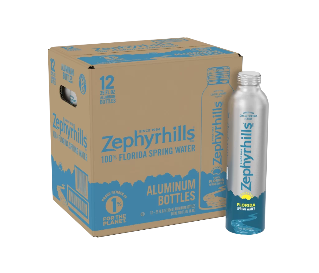 Zephyrhills Water Aluminum Bottles Blue White