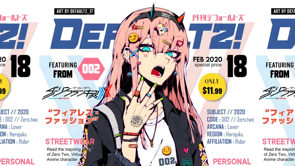 Zero Two Pink Blue Black Streetwear