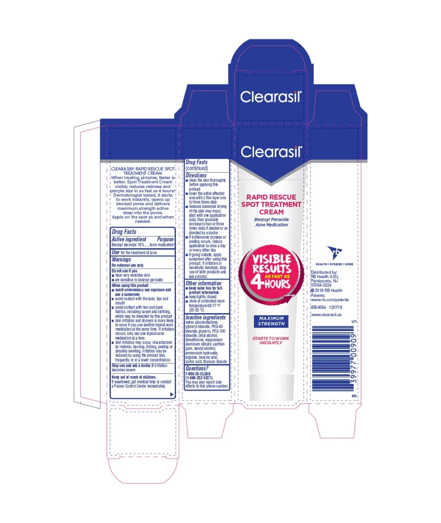 Clearasil Rapid Rescue Spot Treatment Cream Maximum Strength