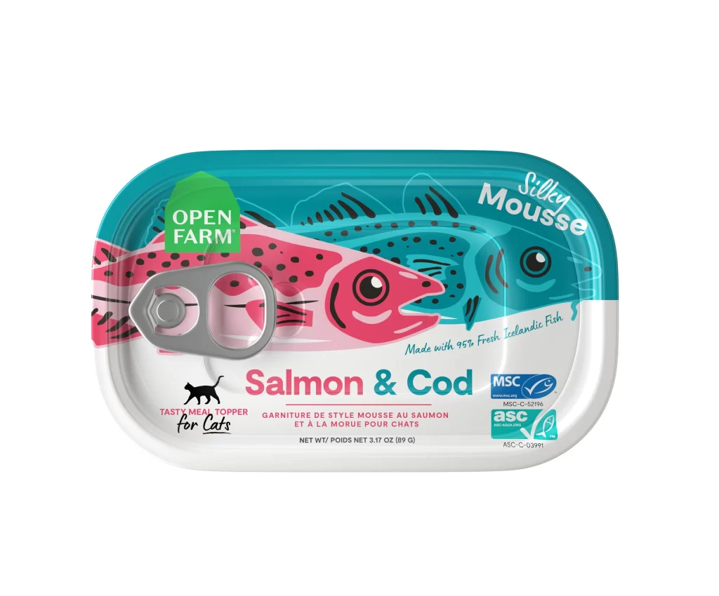 Open Farm Salmon & Cod Silky Mousse Dog Food Packaging