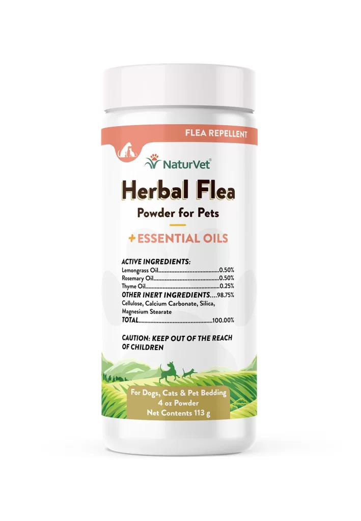 NaturVet Herbal Flea Powder Essential Oils Pet Supplement Packaging