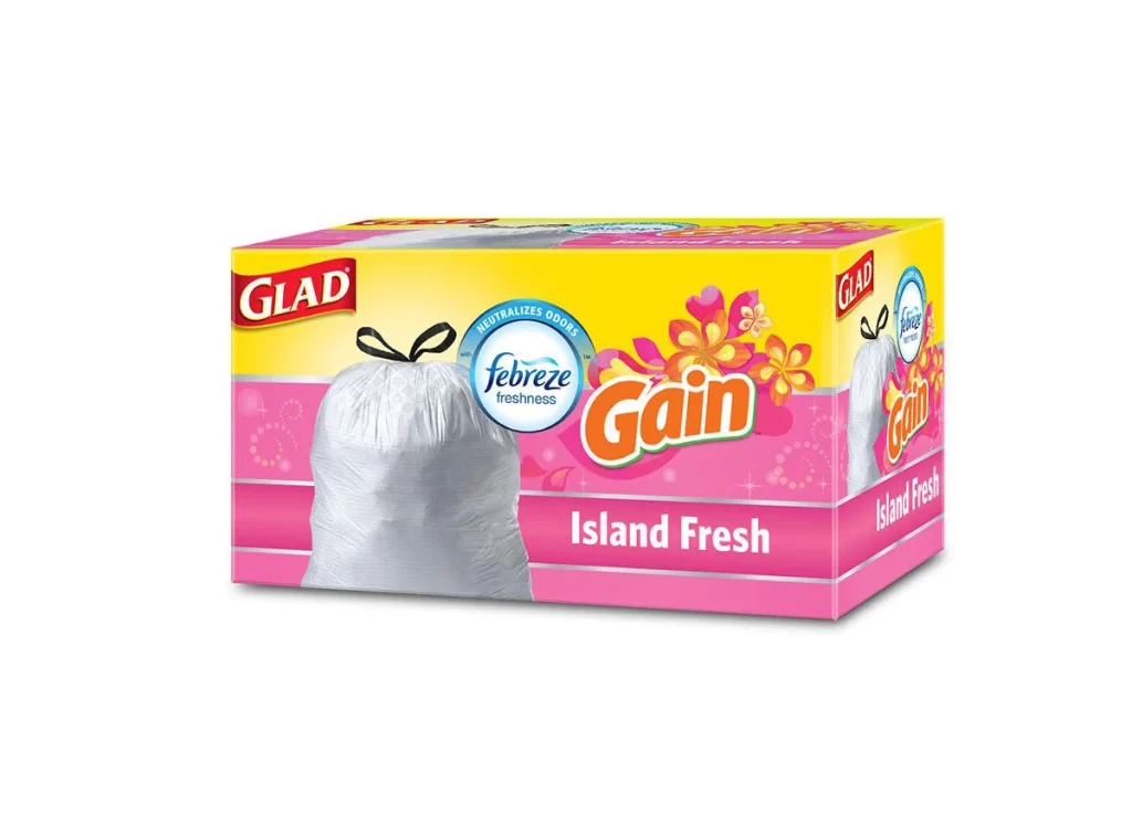 Glad Gain Island Fresh Trash Bag Packaging
