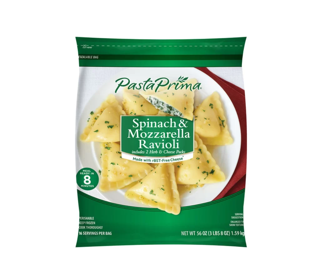 Pasta Prima Spinach & Mozzarella Fresh Pasta Packaging