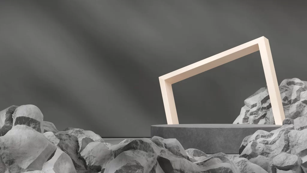 Grey Concrete Frame Display Stand 3D