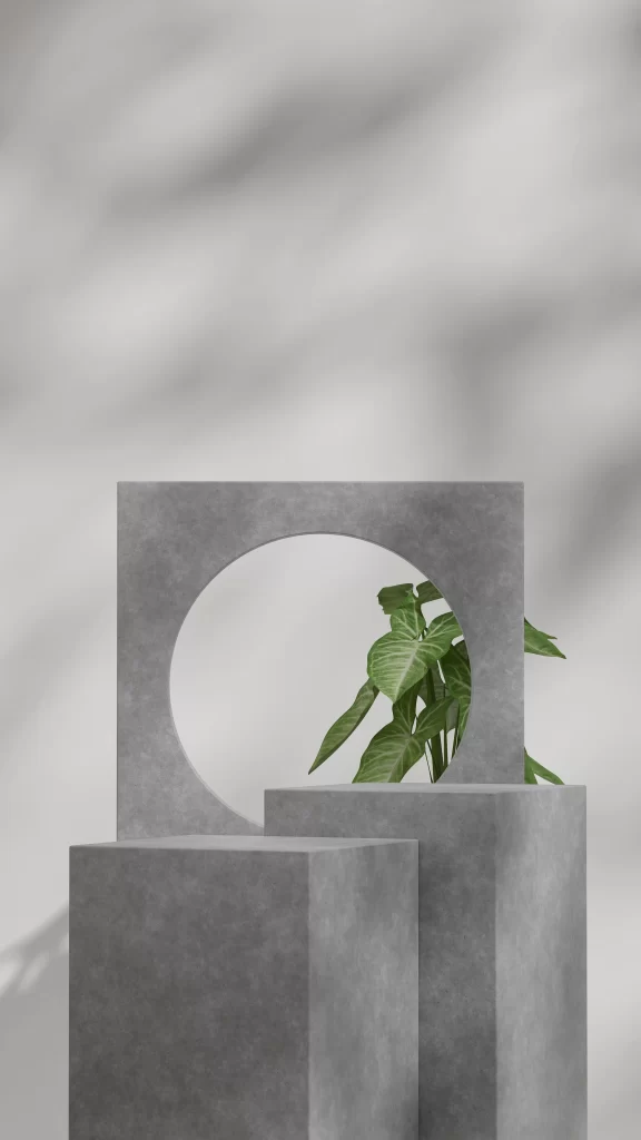Grey Concrete Circular Cutout Display Stand 3D