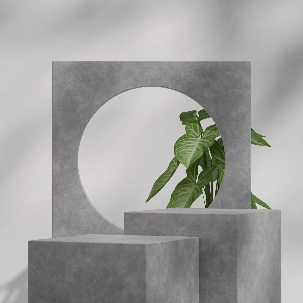 Grey Concrete Cube Cutout Display Stand 3D