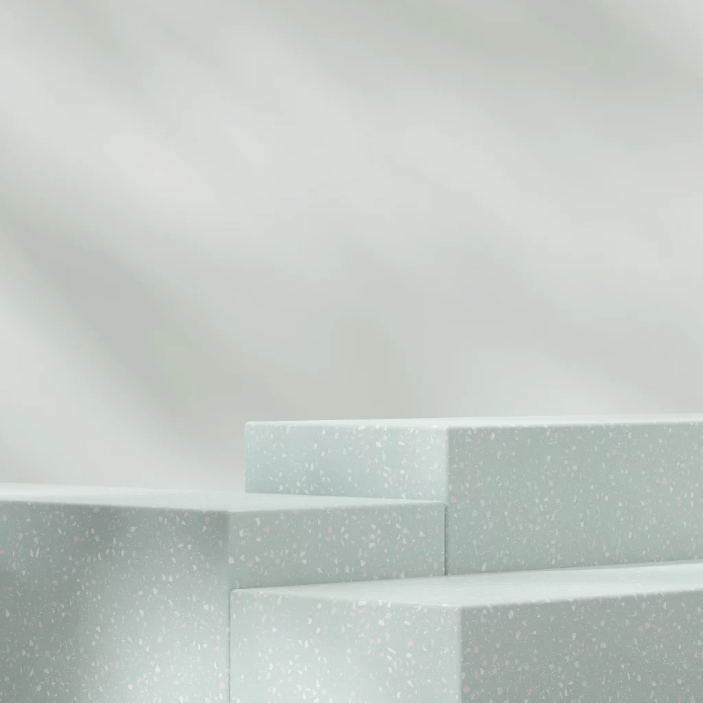 Blue Terrazzo Cube Display Platform 3D