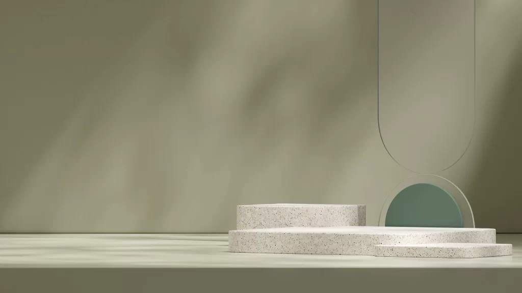 Beige Terrazzo Display Podium 3D