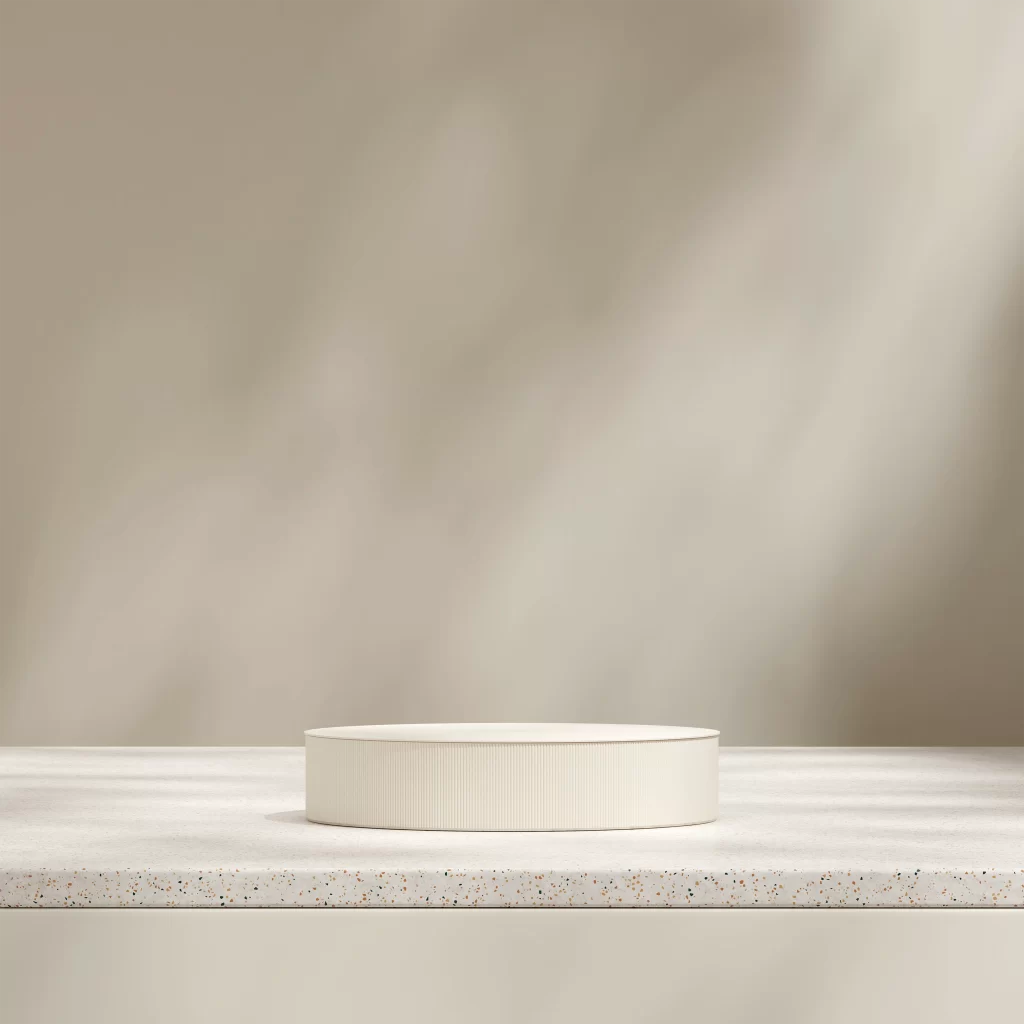 Beige Ribbed Cylindrical Display Pedestal 3D