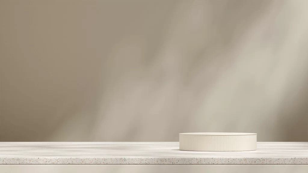 Beige Terrazzo Cylindrical Display Pedestal 3D