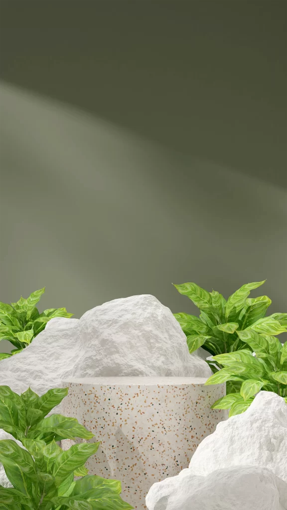 Grey Terrazzo Display Pedestal Green Backdrop 3D
