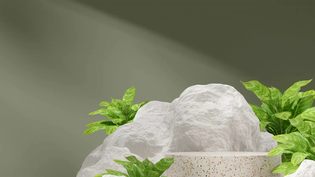 Grey Terrazzo Display Pedestal Green Backdrop 3D