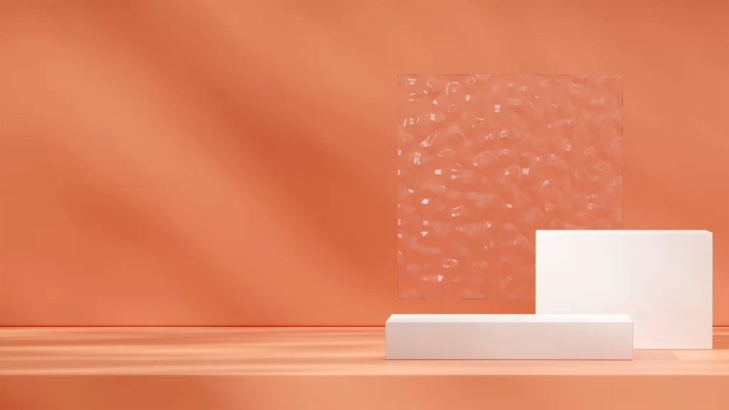 Dual White Rectangular Display Podium 3D