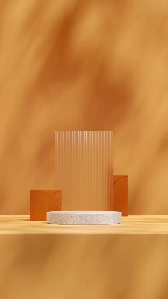 White Display Platform Orange Backdrop 3D