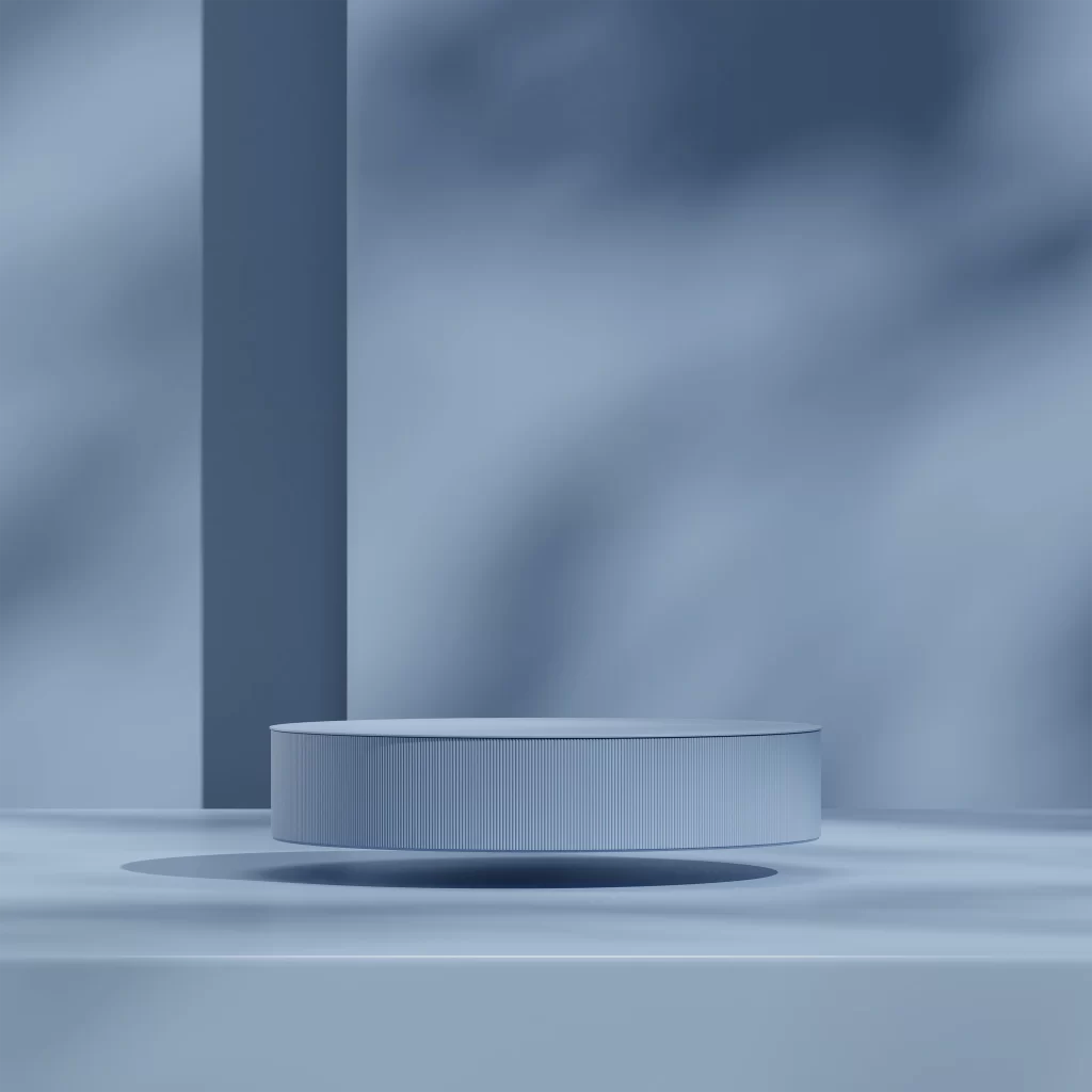 Blue Ribbed Cylindrical Display Pedestal 3D