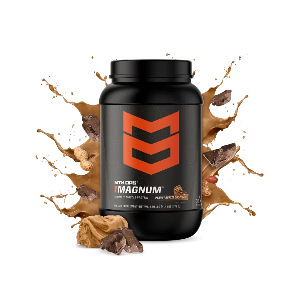 MTN OPS MAGNUM Peanut Butter Chocolate Protein Supplement Packaging