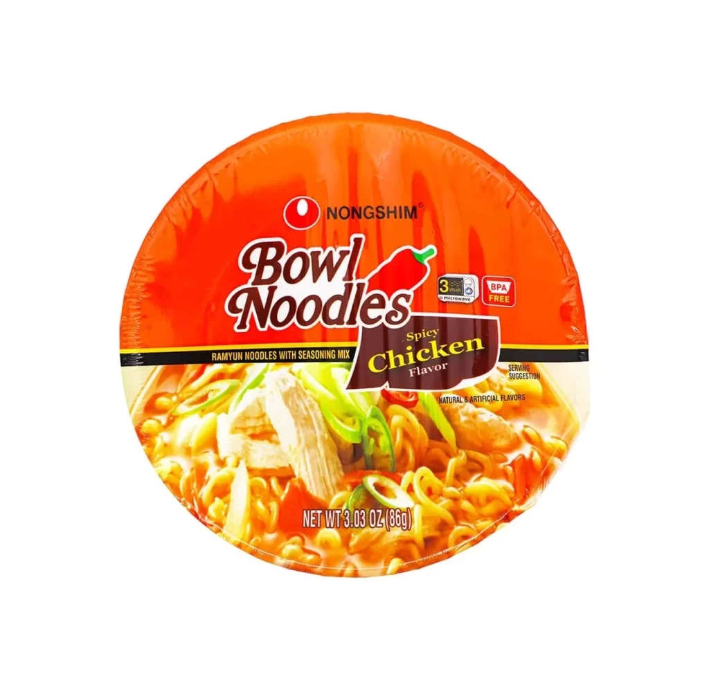 Nongshim Spicy Chicken Flavor Bowl Noodle Soup Packaging