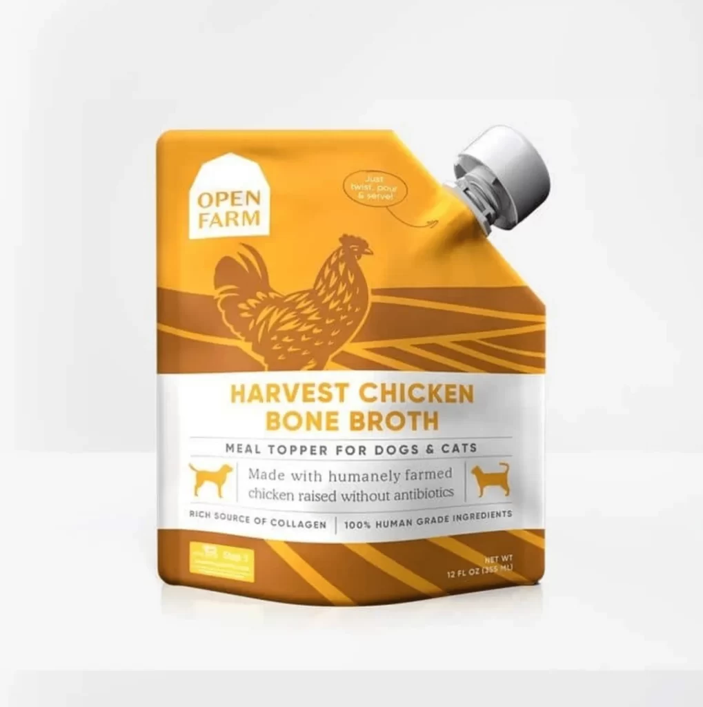 Open Farm Harvest Chicken Bone Broth Dog Food Packaging